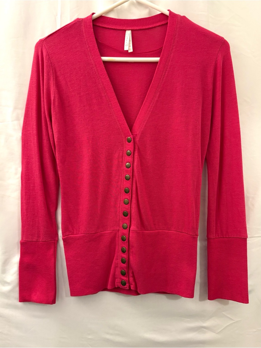 Women's V-Neck Button Cardigan - Hot Pink